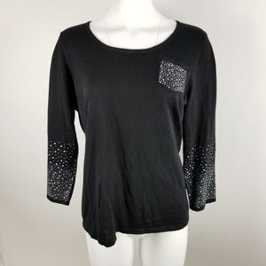 Peter Nygard Black Jeweled Embellished Sweater‎